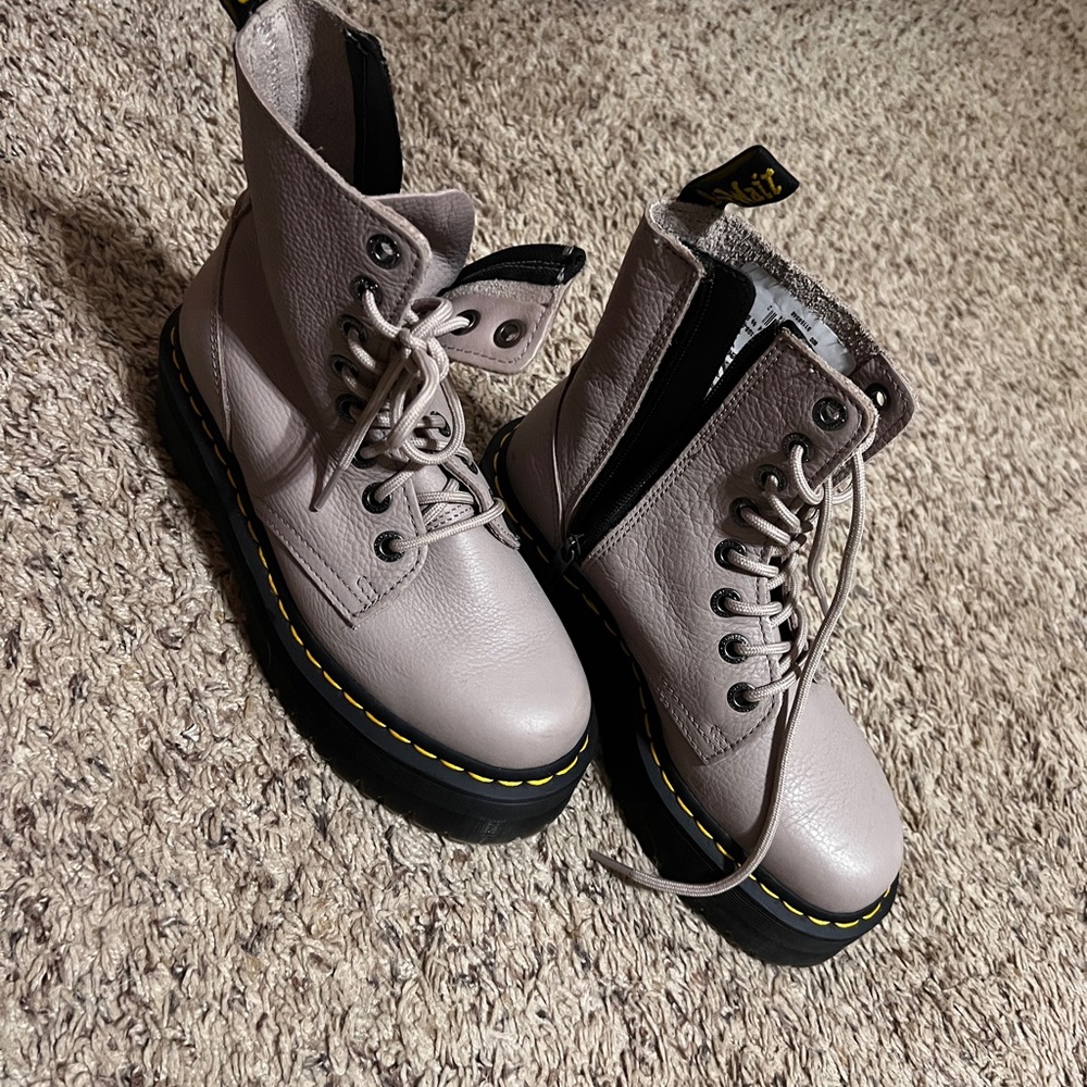 Dr. Martens Women's Light Gray Combat Boots